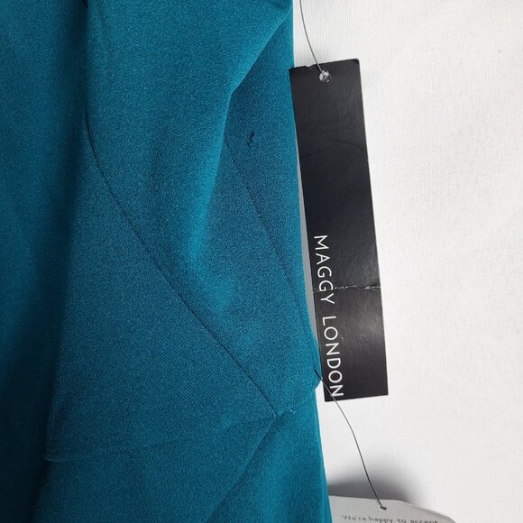 Maggy London Dress Women's 16 Turquoise Green Tie Neck Midi Career Office NWT - Picture 7 of 12